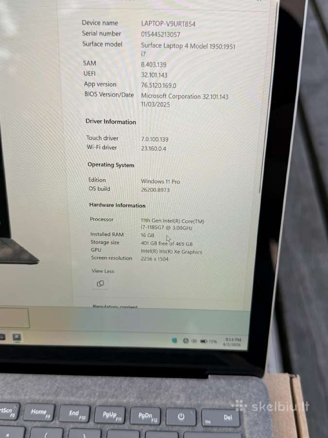 Microsoft Surface Laptop 4 16 GB RAM / 13.5 col - nuotraukos Nr. 3