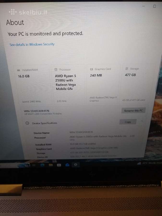 Envy 15" X360 touch Ryzen/16/500 - nuotraukos Nr. 3