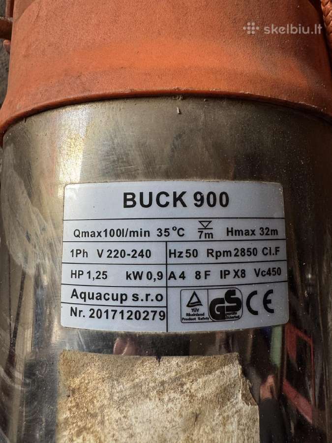 Vandens siurblys Buck 900 - nuotraukos Nr. 2