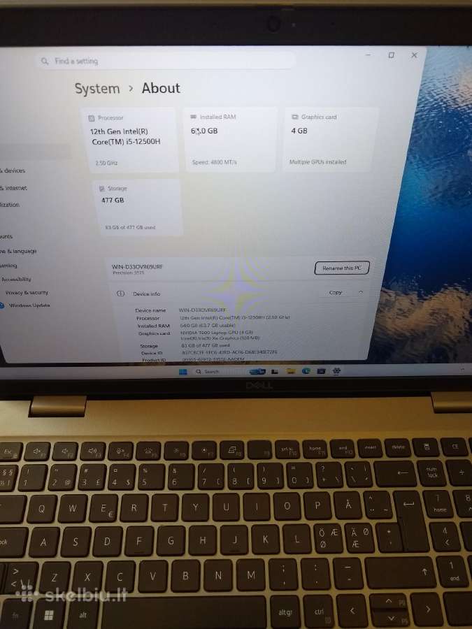 Precision 3571 nvidia T600/12500 i5 - nuotraukos Nr. 2