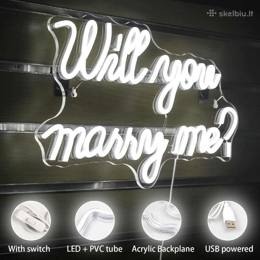 LED neoninė iškaba Will You Marry Me (Ar tekėsi už - nuotraukos Nr. 4