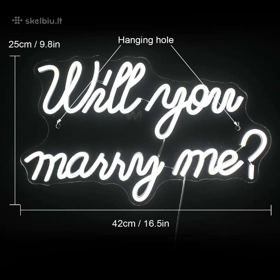 LED neoninė iškaba Will You Marry Me (Ar tekėsi už - nuotraukos Nr. 5