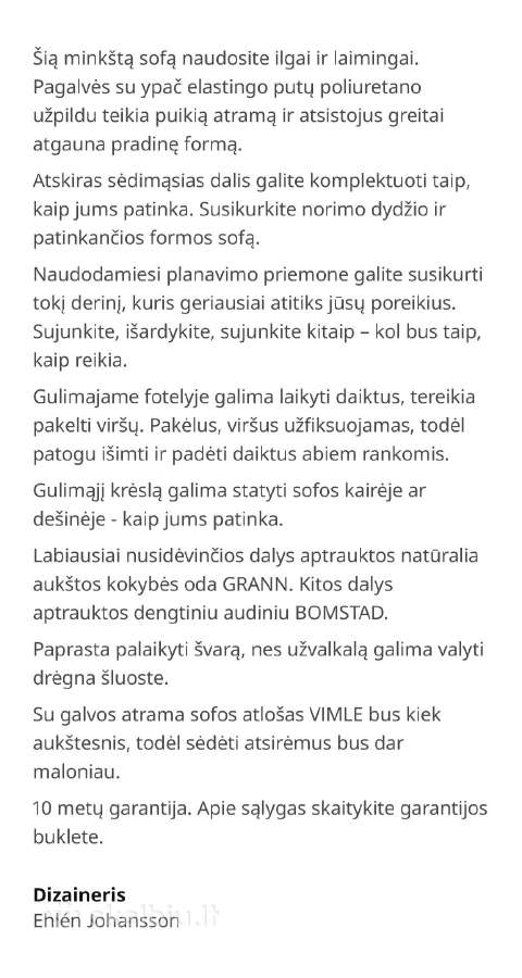Naturalios odos Vimle keturvietė sofa - nuotraukos Nr. 5