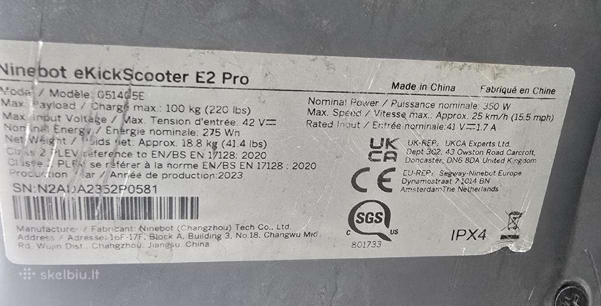 El. paspirtukas Ninebot E2 Pro - nuotraukos Nr. 3
