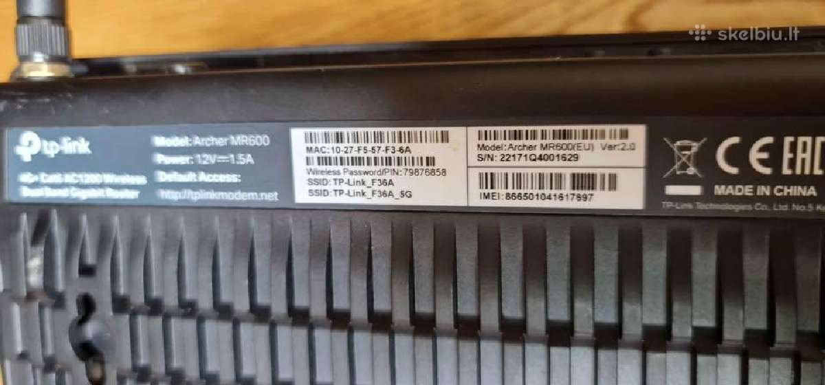 Marsrutizatoriai tp-link dedasi sim kort 4G+ - nuotraukos Nr. 3