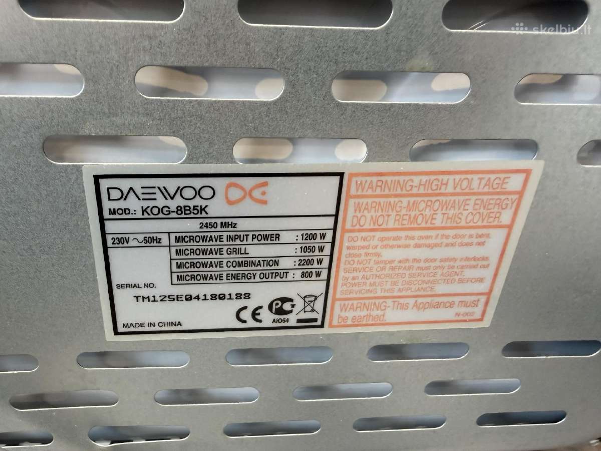 Mikrobangų krosnelėi Daewoo Kog-8b5k - nuotraukos Nr. 8