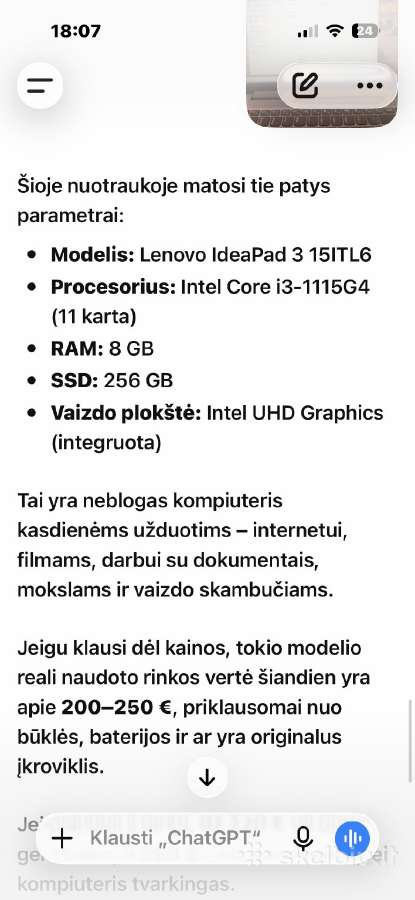 Lenovo Ideapad 3 15itl6 - nuotraukos Nr. 2