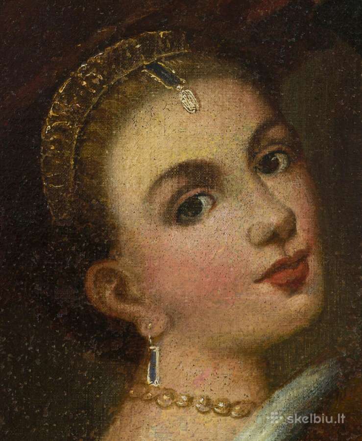 XVIII a. įtalų drobė - mergina su vaisių lekšte - nuotraukos Nr. 4