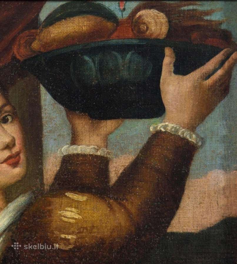 XVIII a. įtalų drobė - mergina su vaisių lekšte - nuotraukos Nr. 5