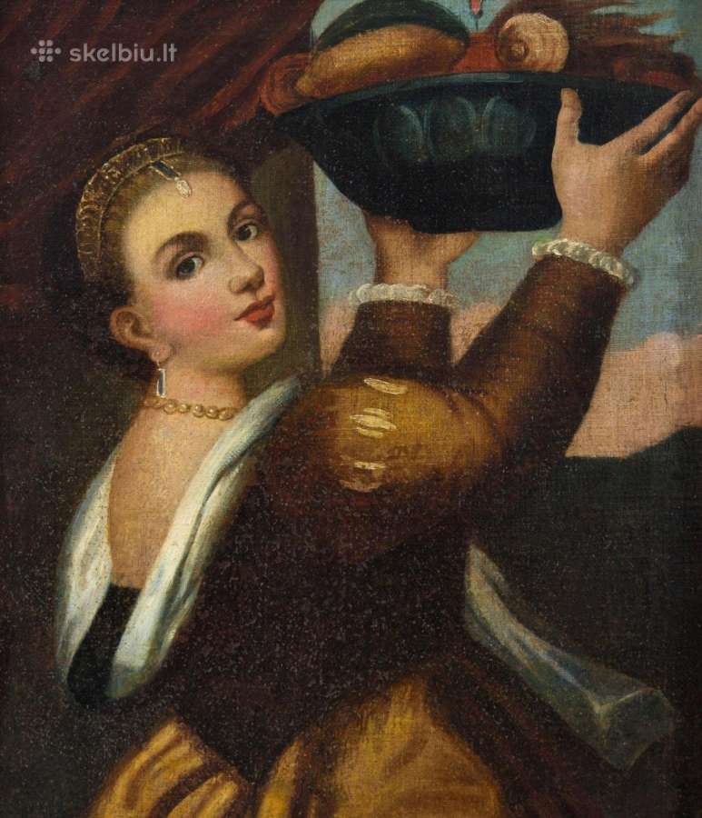 XVIII a. įtalų drobė - mergina su vaisių lekšte - nuotraukos Nr. 8
