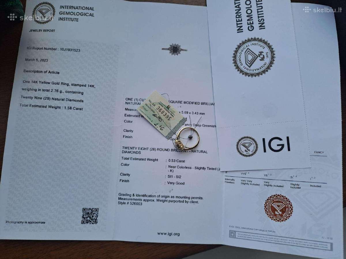 Sužadetuvių žiedas su dideliu (1,58ct) briliantu - nuotraukos Nr. 12