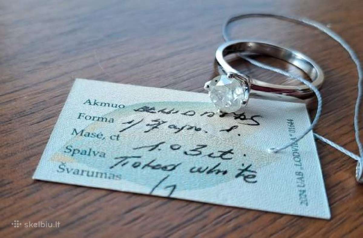 Aukso žiedas su naturaliu briliantu (1 ct) - nuotraukos Nr. 6