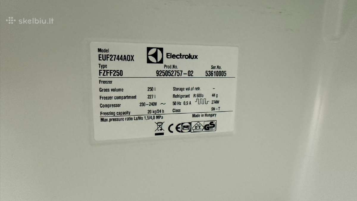 Electrolux laisvai pastatomas šaldytuvas su šald - nuotraukos Nr. 9