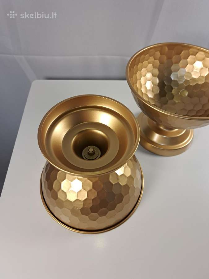 Auksinės metalinės vazos, 14 cm skersmens - nuotraukos Nr. 3