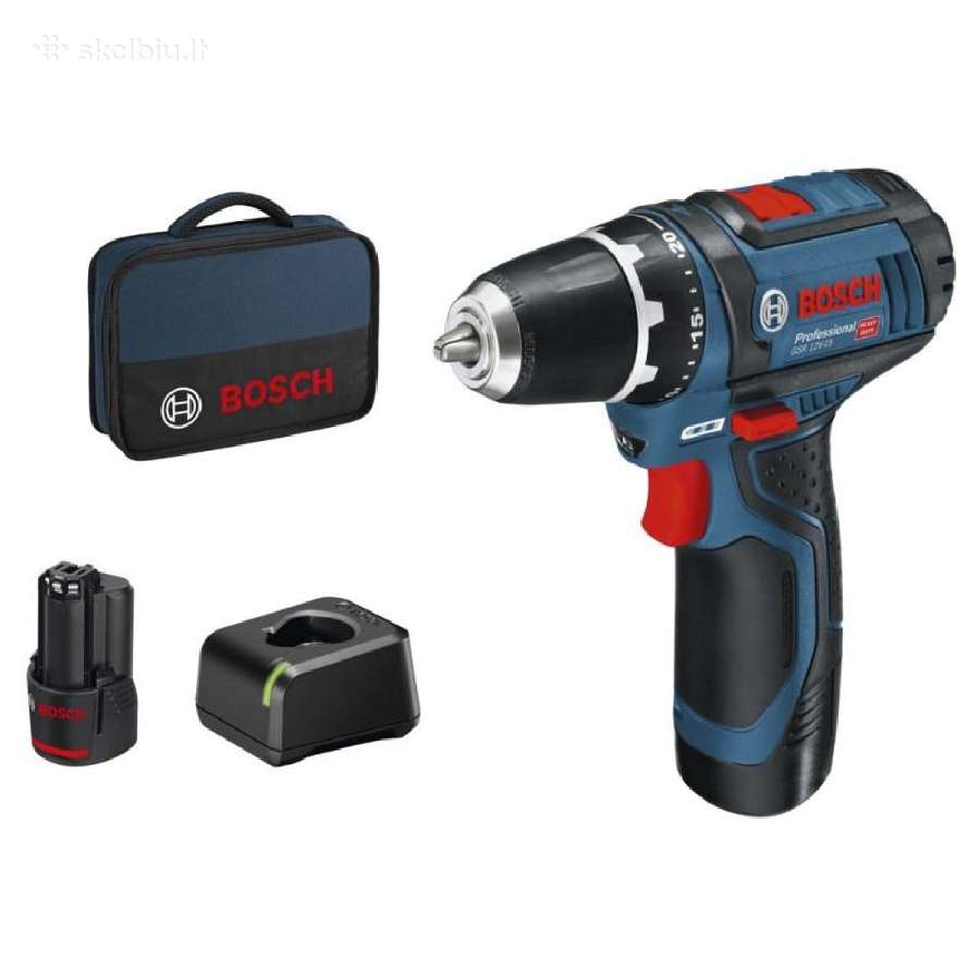Akumuliatorinis gręžtuvas Bosch Gsr 12v-15 2x2.0ah - nuotraukos Nr. 2