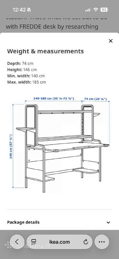 Ikea Fredde baltas stalas, 140 cm - nuotraukos Nr. 3