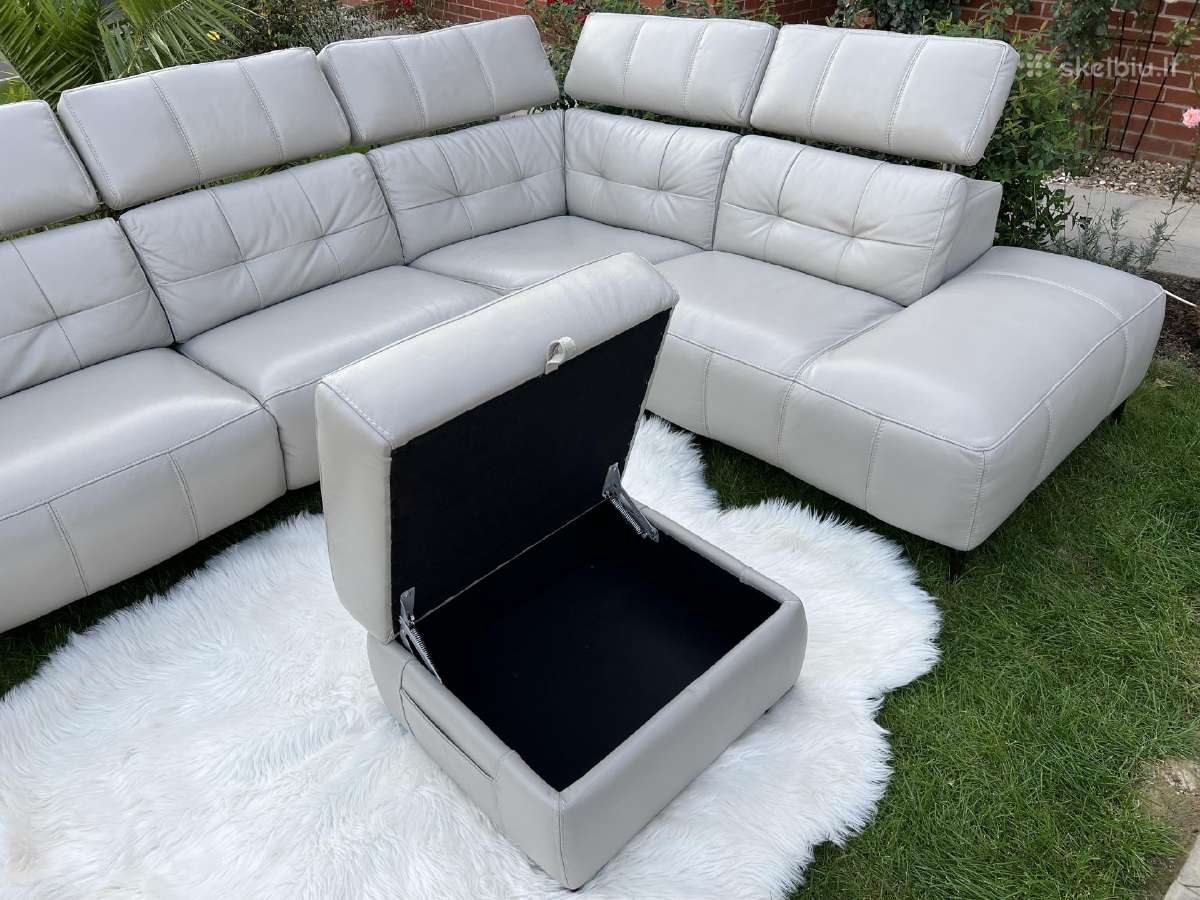 Pilkšvos Spalvos Naturalios Odos Kampas+kėdė+pufas - nuotraukos Nr. 28