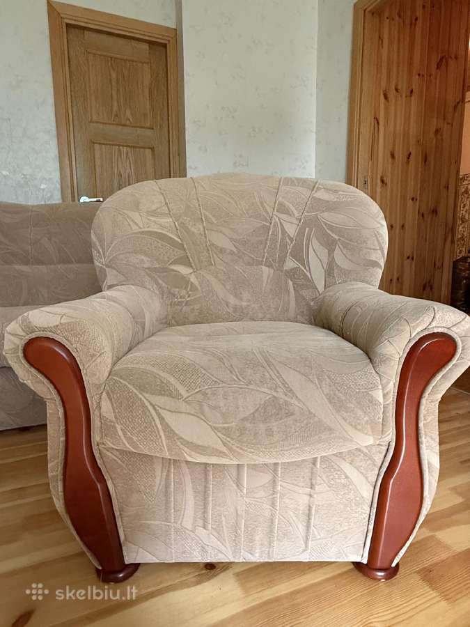 Geros būklės sofa-lova su dvejais foteliais - nuotraukos Nr. 9