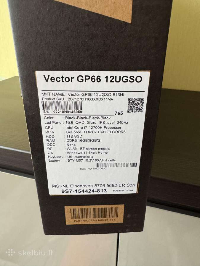 Msi vector Gp66 - nuotraukos Nr. 7
