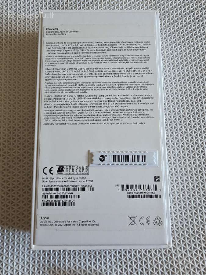 iPhone 13 128gb midnight - nuotraukos Nr. 2
