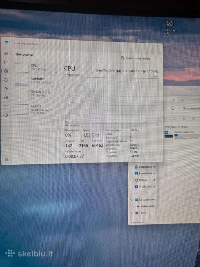 Kompiuteris 16gb/RAM i5 10500 Rtx 3070 8gb - nuotraukos Nr. 12