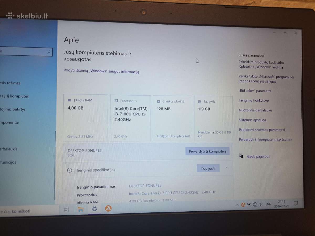 Parduodu nešiojamą kompiuteri Lenovo - nuotraukos Nr. 2
