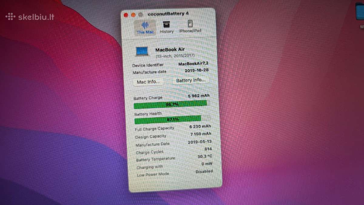 Apple MacBook Air 13 2017 / i5 / 128gb / 8gb RAM - nuotraukos Nr. 8