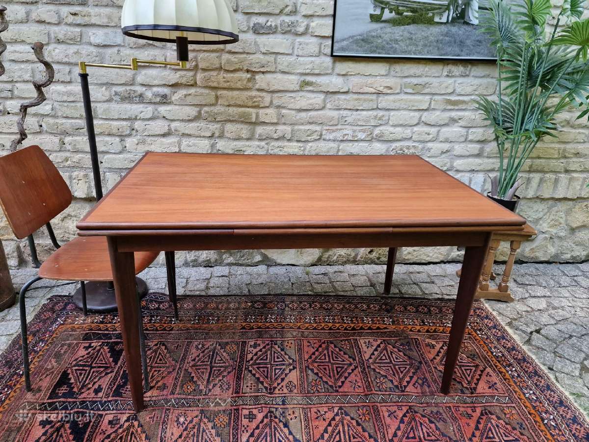 Vintažinis mid century tikmedžio valgomojo stalas - nuotraukos Nr. 2