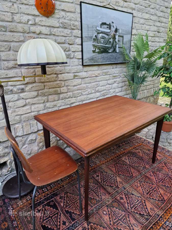 Vintažinis mid century tikmedžio valgomojo stalas - nuotraukos Nr. 3