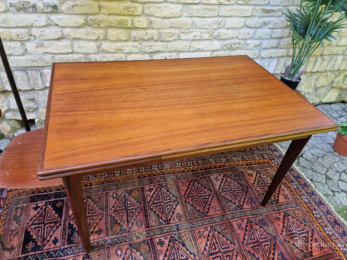Vintažinis mid century tikmedžio valgomojo stalas - nuotraukos Nr. 11