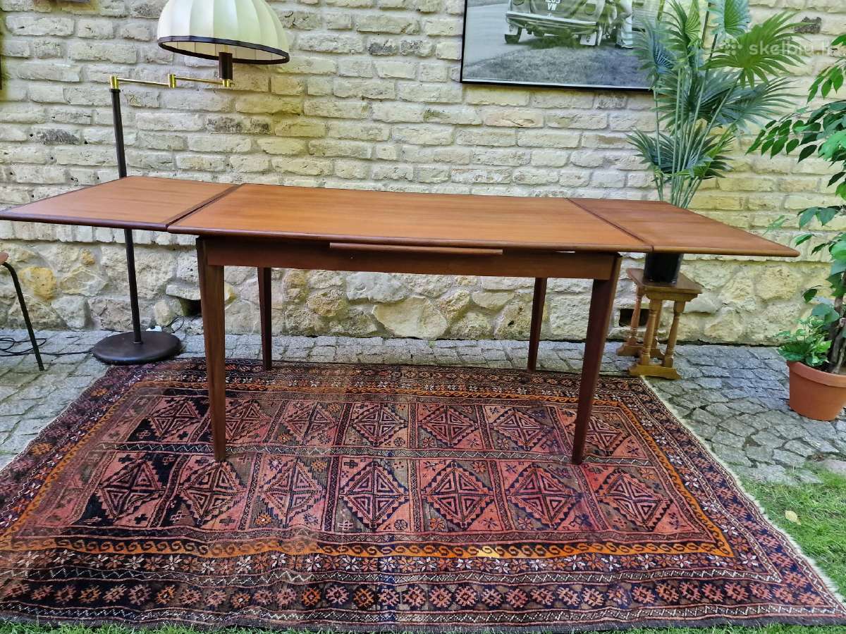 Vintažinis mid century tikmedžio valgomojo stalas - nuotraukos Nr. 15