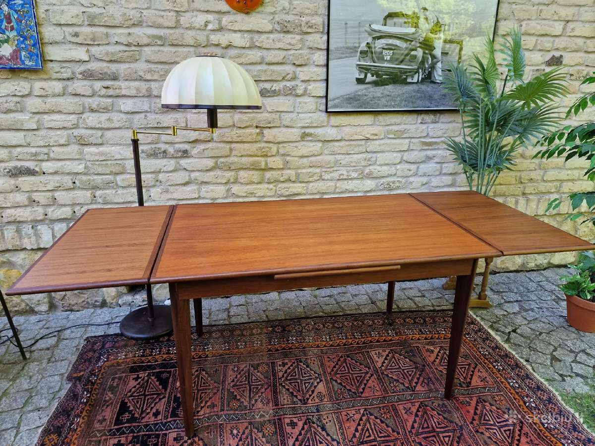 Vintažinis mid century tikmedžio valgomojo stalas - nuotraukos Nr. 21