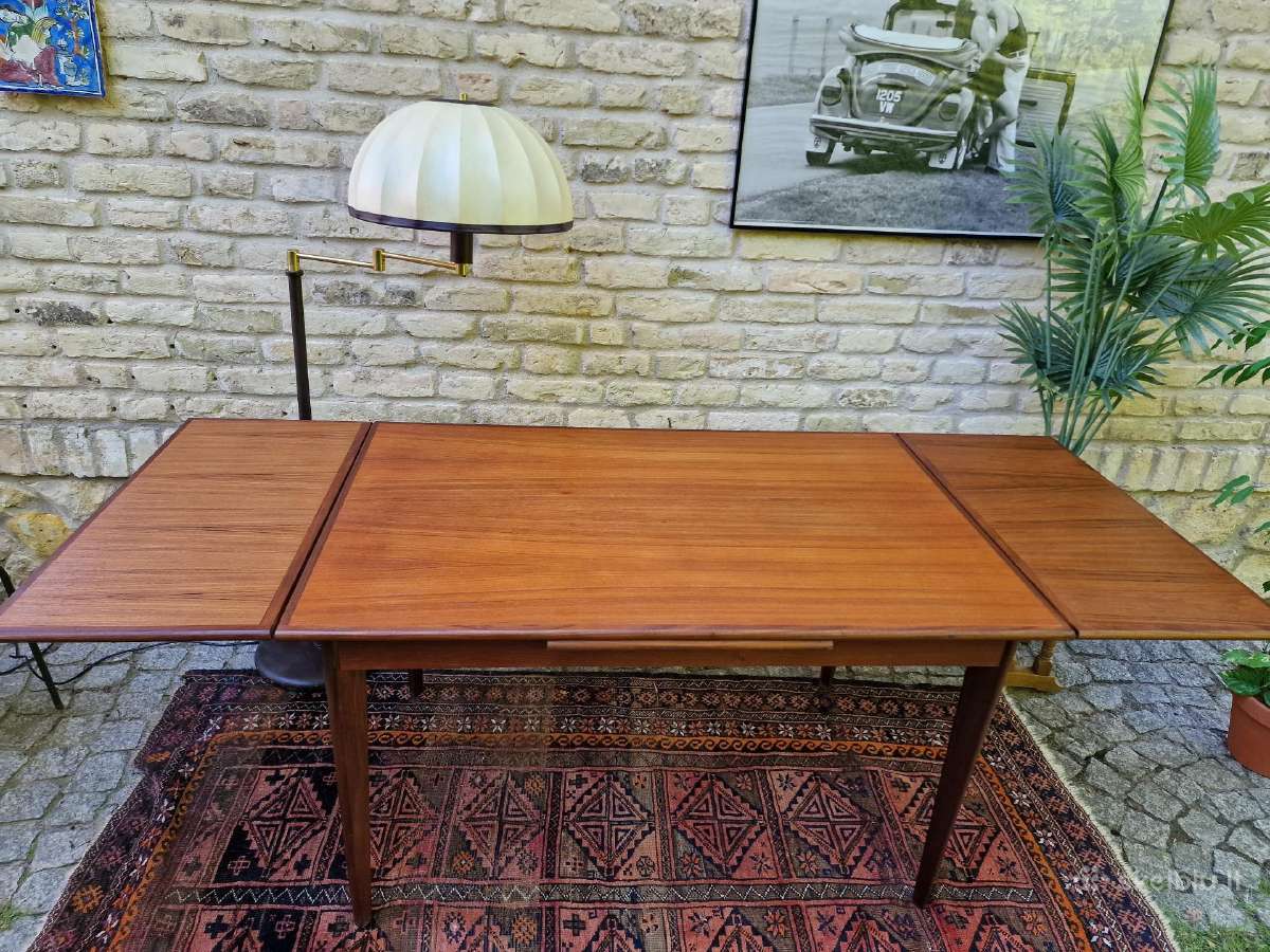 Vintažinis mid century tikmedžio valgomojo stalas - nuotraukos Nr. 25