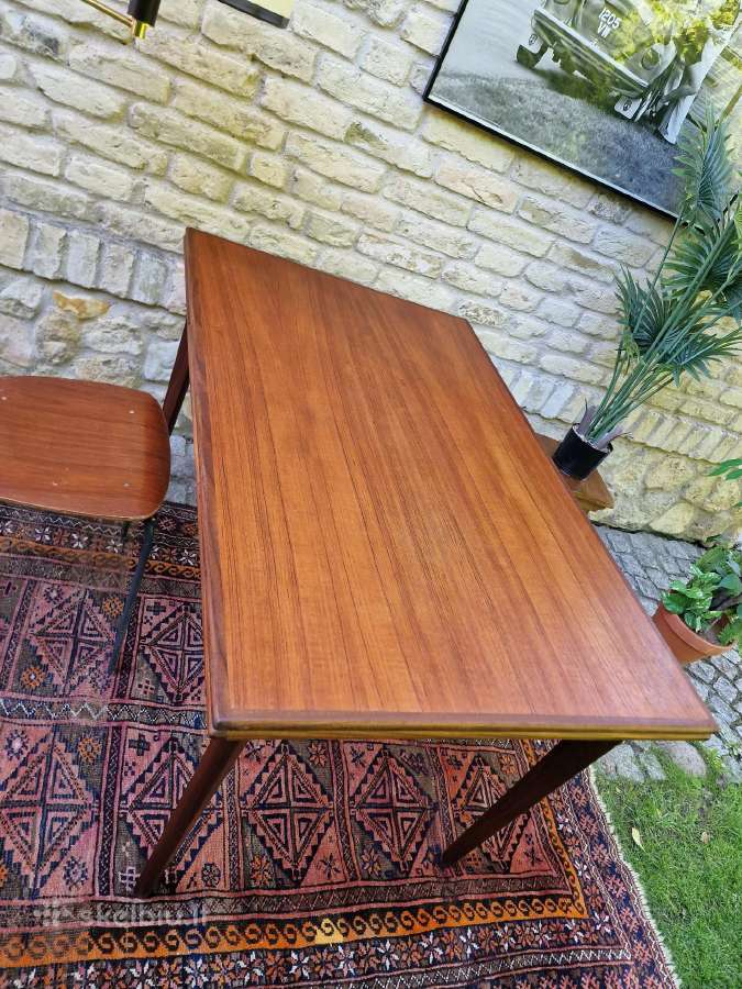 Vintažinis mid century tikmedžio valgomojo stalas - nuotraukos Nr. 31