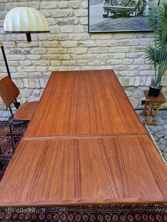 Vintažinis mid century tikmedžio valgomojo stalas - nuotraukos Nr. 34