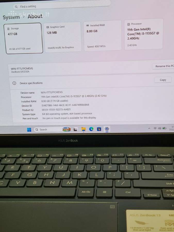 Asus Zenbook 13 Ux325e - nuotraukos Nr. 8