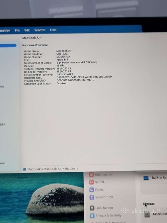 MacBook Air 15.3 16 256 - nuotraukos Nr. 9