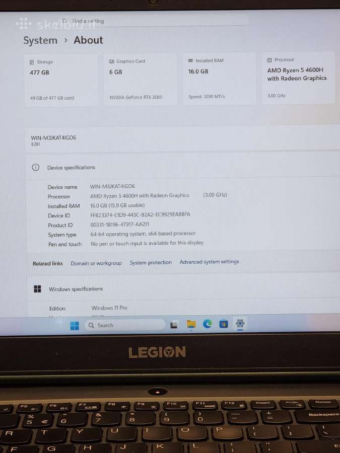 Lenovo Legion 5 Rtx 2060 - nuotraukos Nr. 11
