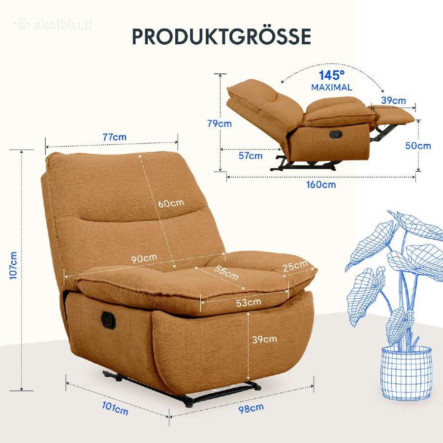 Minkštas poilsio fotelis Recliner – reguliuojamas - nuotraukos Nr. 9