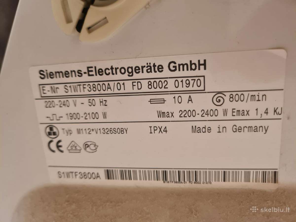 Siemens skalbimo mašina - nuotraukos Nr. 5