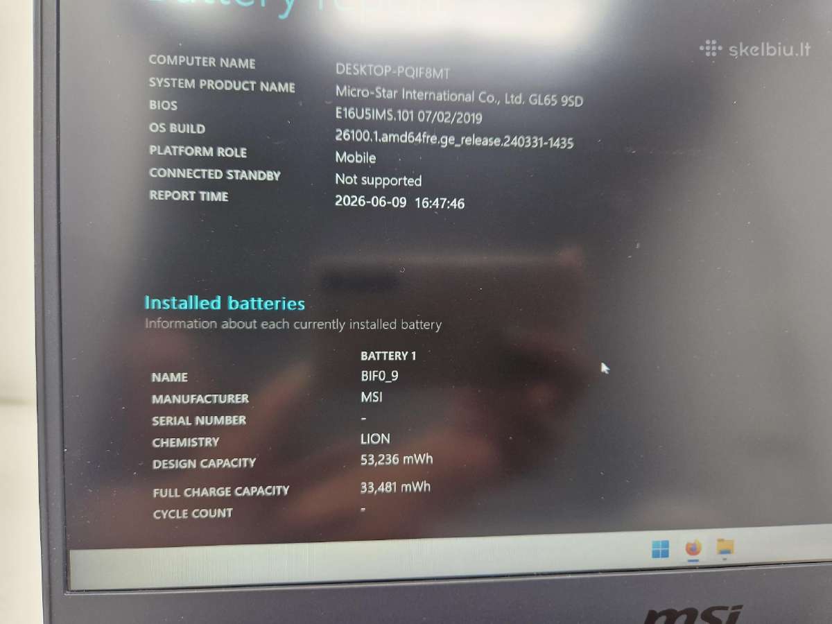 Msi 16us i5-9300h gtx 1660ti 16gb RAM - nuotraukos Nr. 7