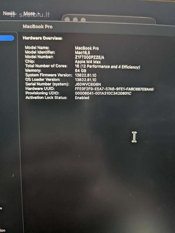 MacBook Pro 16", M4 Max 16c Cpu, 64gb, 1tb, Nano - nuotraukos Nr. 6