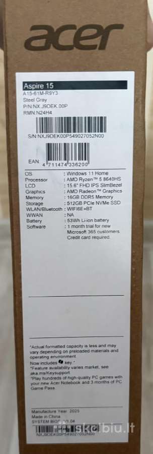 Acer Aspire 15 A15-61m-r9y3 Ryzen 5 16gb 512gb - nuotraukos Nr. 6
