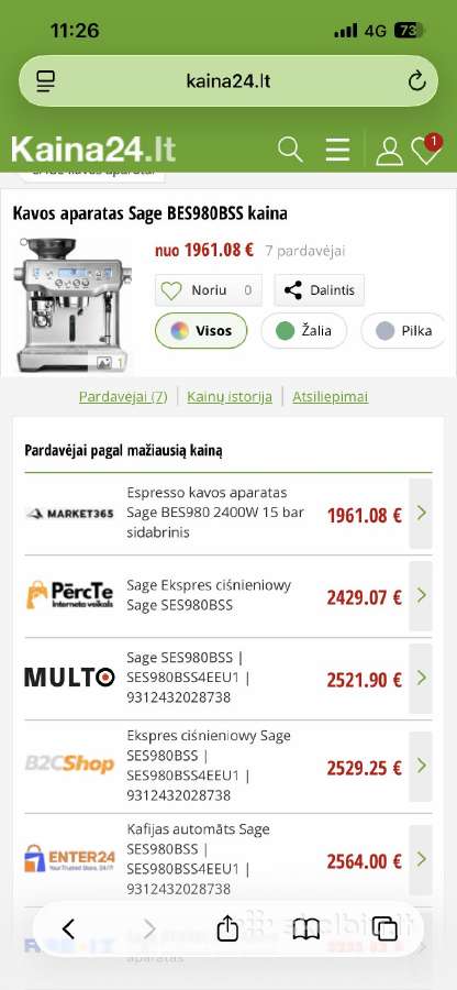 Espresso kavos aparatas Sage Bes980 2400w - nuotraukos Nr. 11