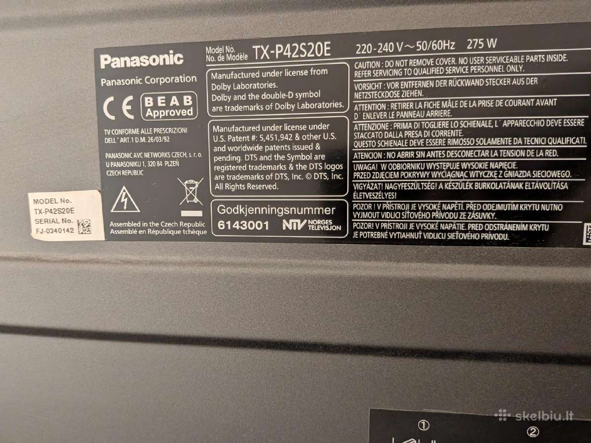 Panasonic Viera Tx-p42s20e plazminis televizorius - nuotraukos Nr. 8