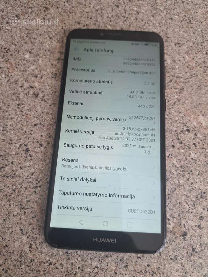 Parduodu telefona Huawei Y6 2018m. - nuotraukos Nr. 3