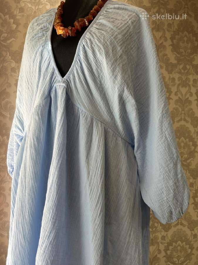 H&m švelniai žydra medvilninė suknelė XXL - nuotraukos Nr. 2