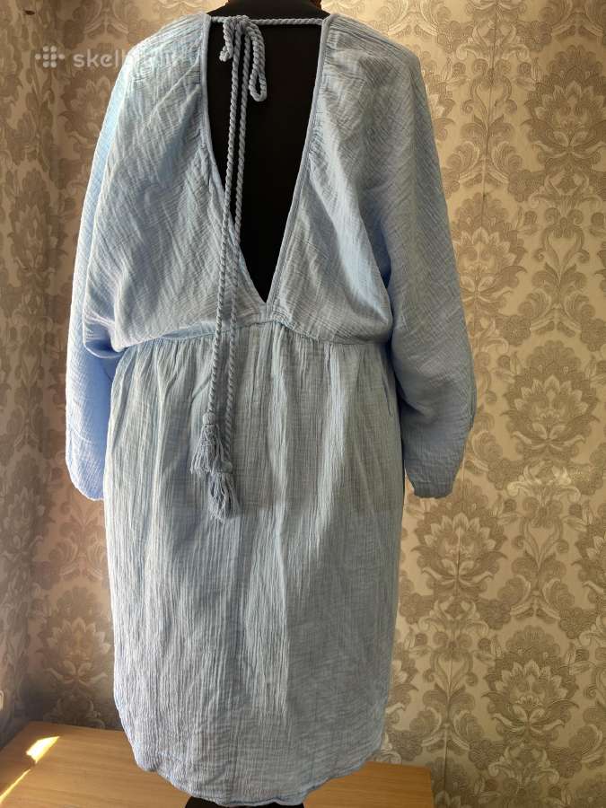 H&m švelniai žydra medvilninė suknelė XXL - nuotraukos Nr. 3