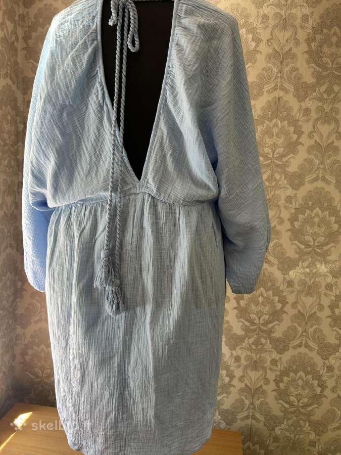H&m švelniai žydra medvilninė suknelė XXL - nuotraukos Nr. 5