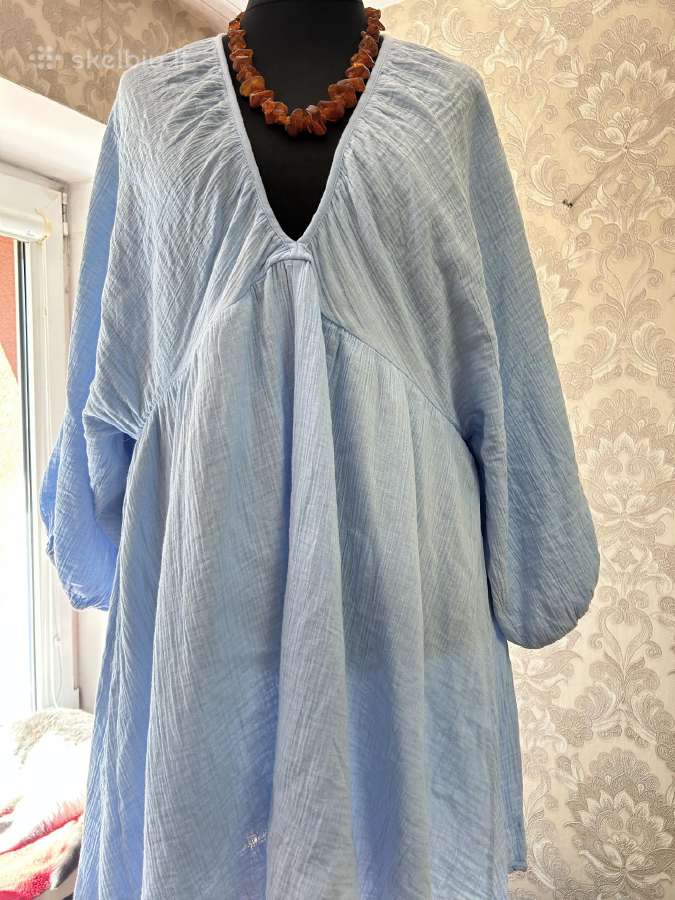 H&m švelniai žydra medvilninė suknelė XXL - nuotraukos Nr. 7